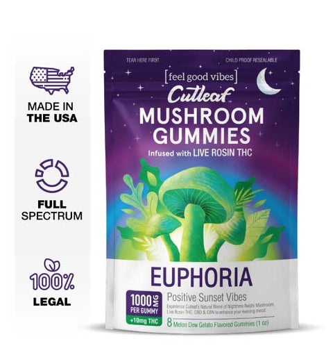 CUTLEAF EUPHORIA MUSHROOM GUMMIES LIVE ROSIN THC