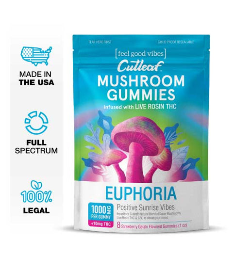 CUTLEAF EUPHORIA MUSHROOM GUMMIES LIVE ROSIN THC